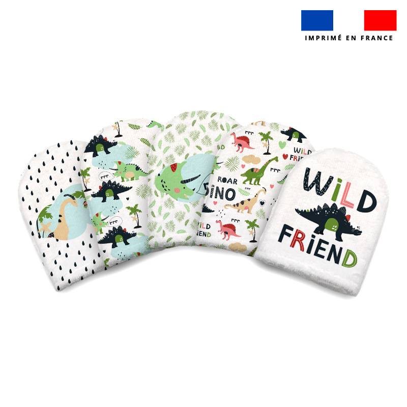 Kit mini-gants nettoyants motif dino wild friend