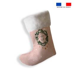 Kit chaussette de Noël personnalisé Noël Scandinave rose + Fausse fourrure