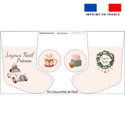 Kit chaussette de Noël personnalisé Noël Scandinave beige + Fausse fourrure
