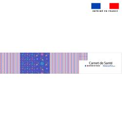 Patron imprimé pour protège carnet de santé motif licorne et pégase bleu - Création Lili Bambou Design