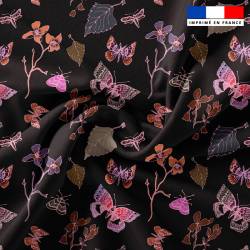 Papillons roses - Fond noir - Création Lili Bambou Design