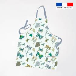 Patron imprimé pour tablier motif papillons d'automne bleu - Création Lili Bambou Design