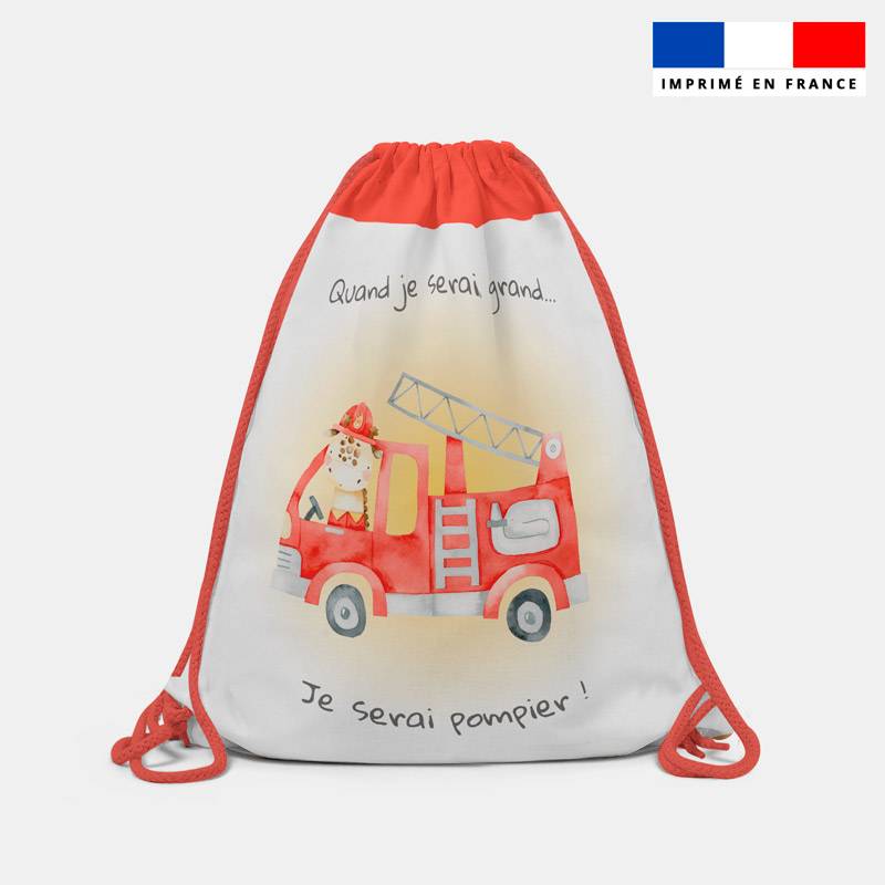 Kit sac à dos coulissant motif animaux pompiers