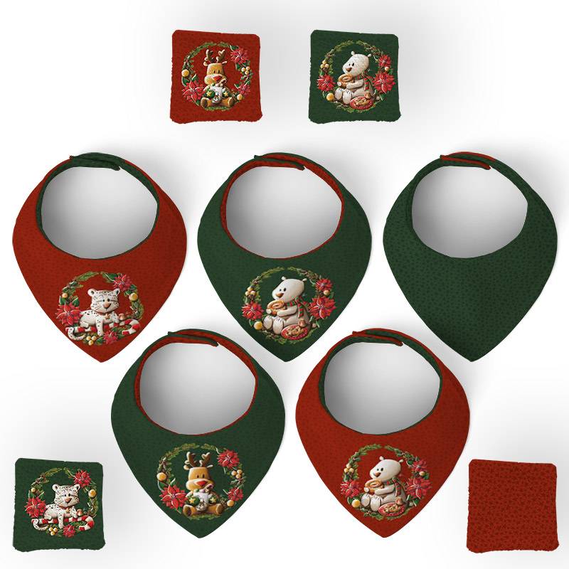 Coupon éponge bavoirs bandana motif Christmas - Création Stillistic