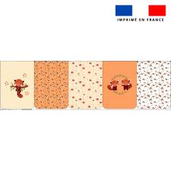 Lot de 5 coupons éponge pour serviettes de table pour enfant motif panda roux