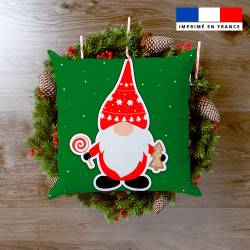 Coupon 45x45 cm motif gnome de Noël vert