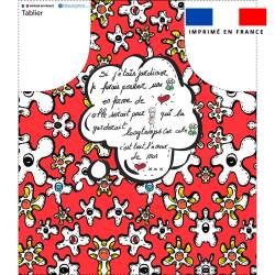 Patron imprimé pour tablier motif fleur poème rouge - Création Anne-Sophie Dozoul