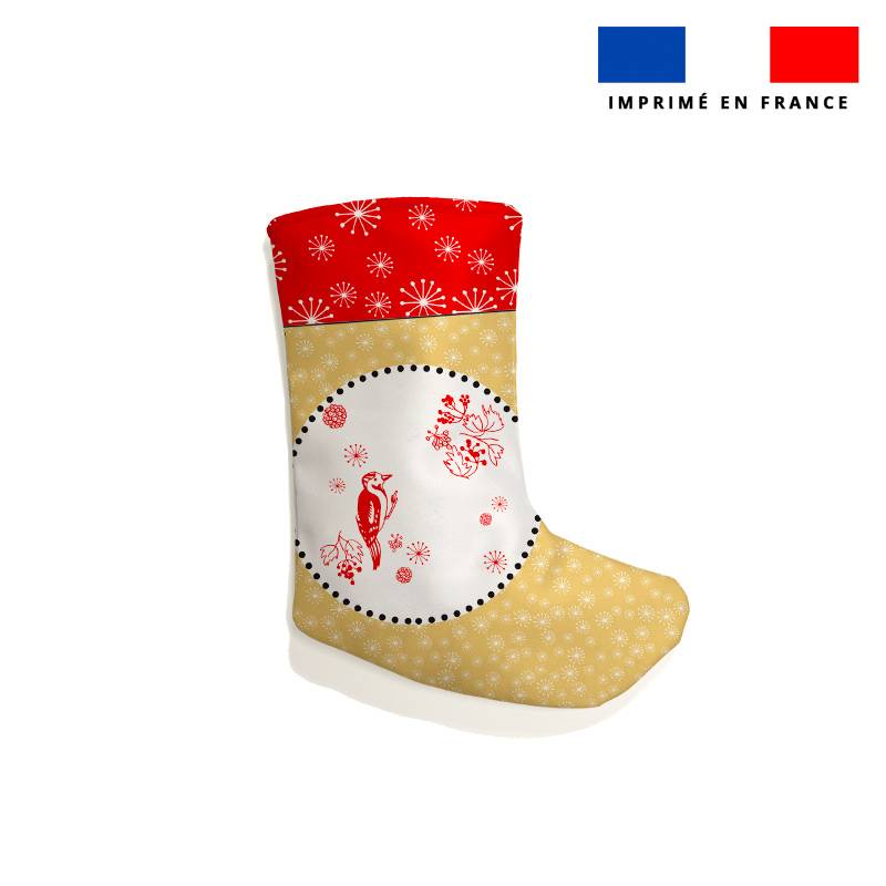 Kit chaussette de noel motif oiseau rouge - Création Lili Bambou Design