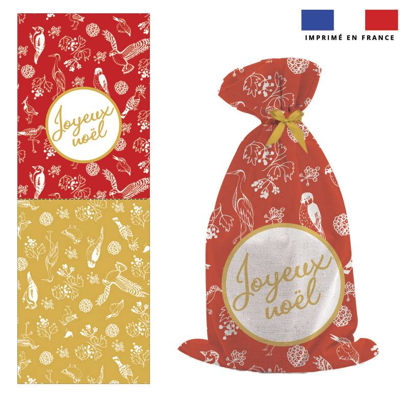 Kit hotte de Noel motif joyeux Noël ocre - Création Lili Bambou Design