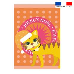 Torchon imprimé chat de noël jaune - Création Lita Blanc