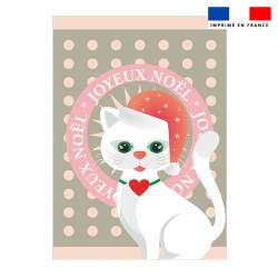 Torchon imprimé chat de noël blanc - Création Lita Blanc