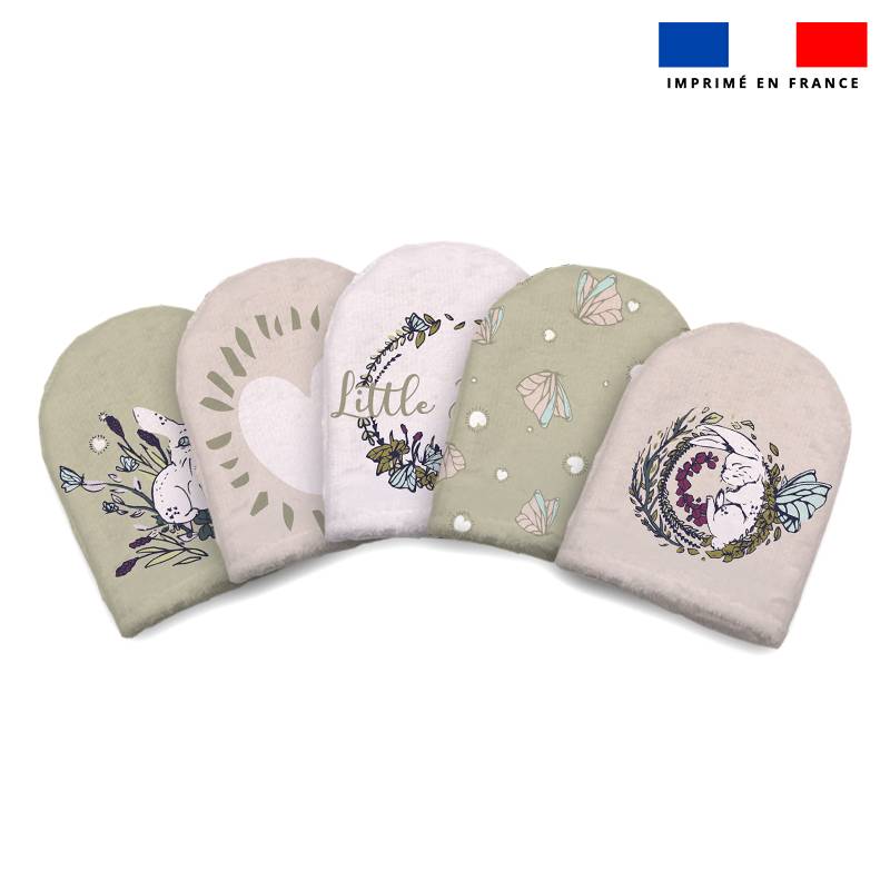 Kit mini-gants nettoyants motif lapin féérique - Création Lucie OBATON