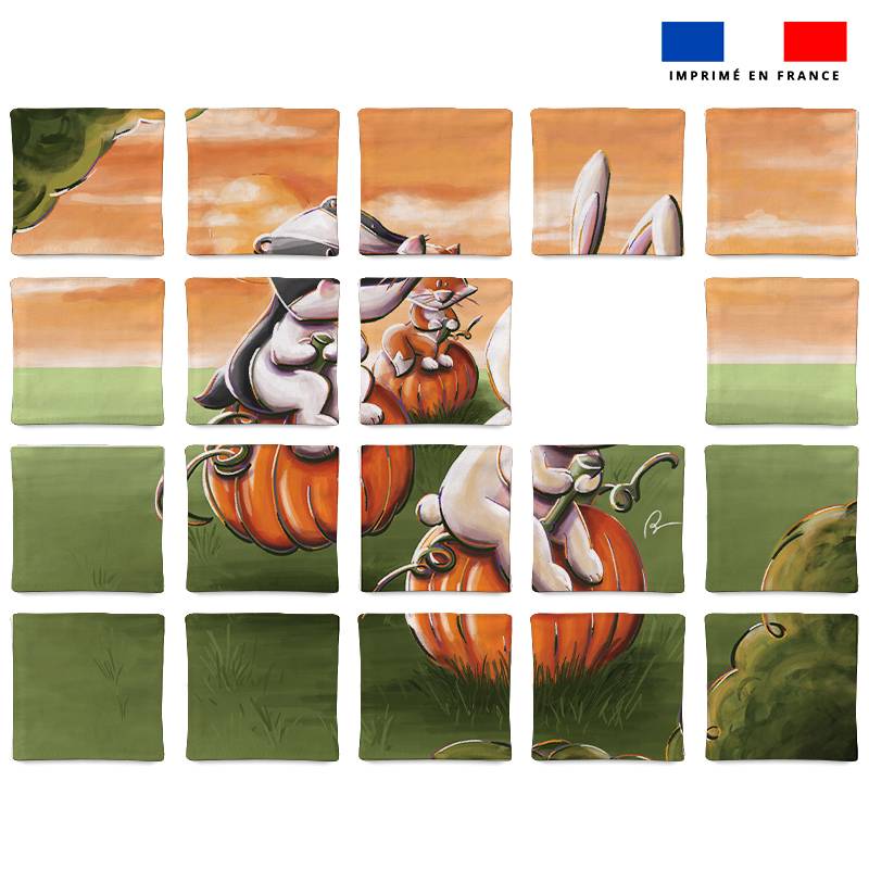 Patron imprimé pour jeu de puzzle 2 en 1 motif lapin citrouille - Création Stillistic