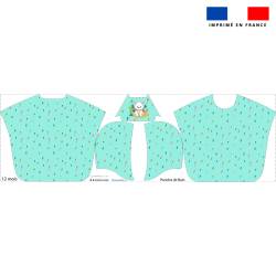Kit poncho de bain bleu motif ours blanc - Création Caroline LYHOR