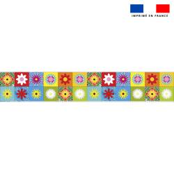 Coupon lingettes lavables motif fleurs multicolores - Création Lita Blanc