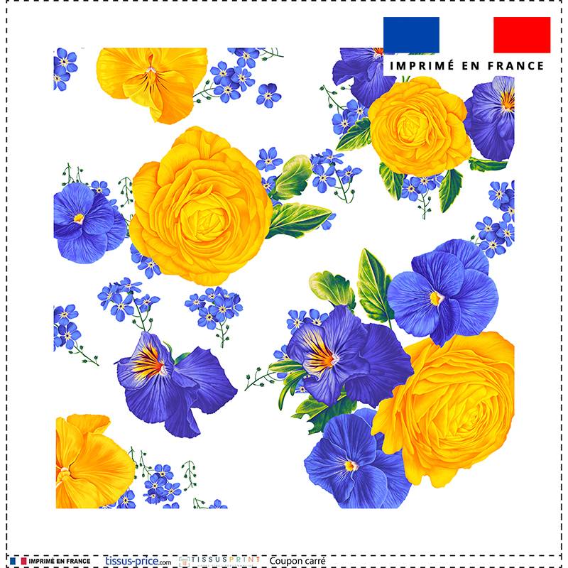 Coupon 45x45 cm motif fleur de pensée