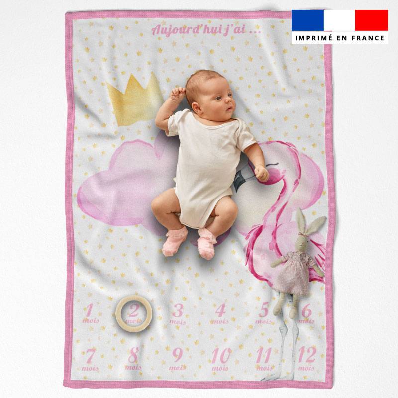 Coupon pour couverture mensuelle bébé motif sweet flamant rose