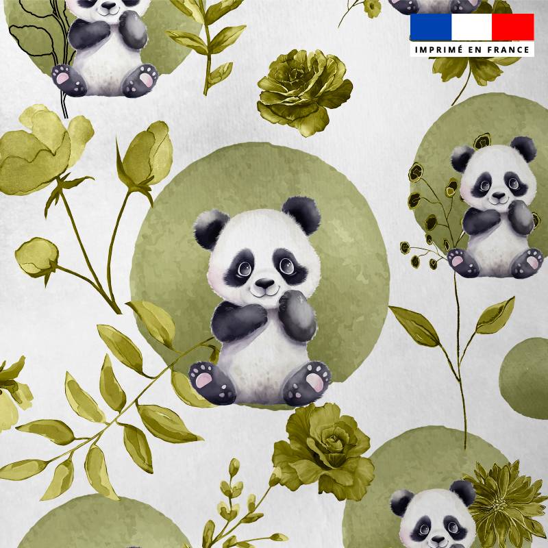Tissu minky imprimé panda aquarelle
