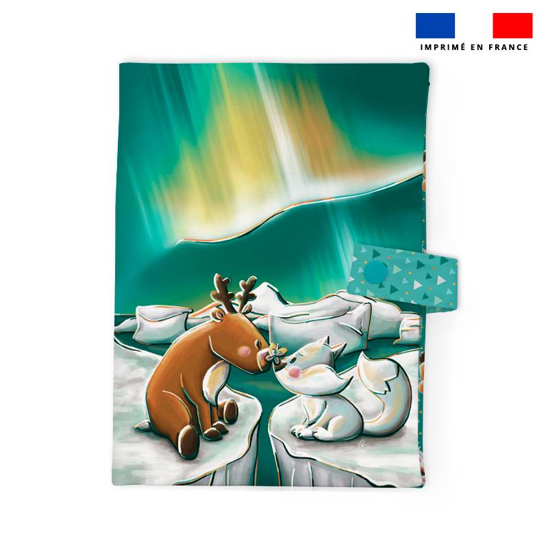 Patron imprimé pour protège carnet de santé motif animaux du froid renne et renard - Création Stillistic