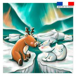 Coupon 45x45 cm imprimé animaux du froid renne et renard- Création Stillistic