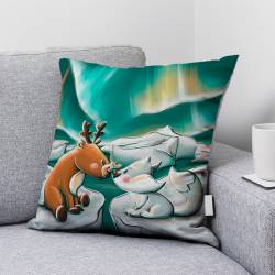 Coupon 45x45 cm imprimé animaux du froid renne et renard- Création Stillistic