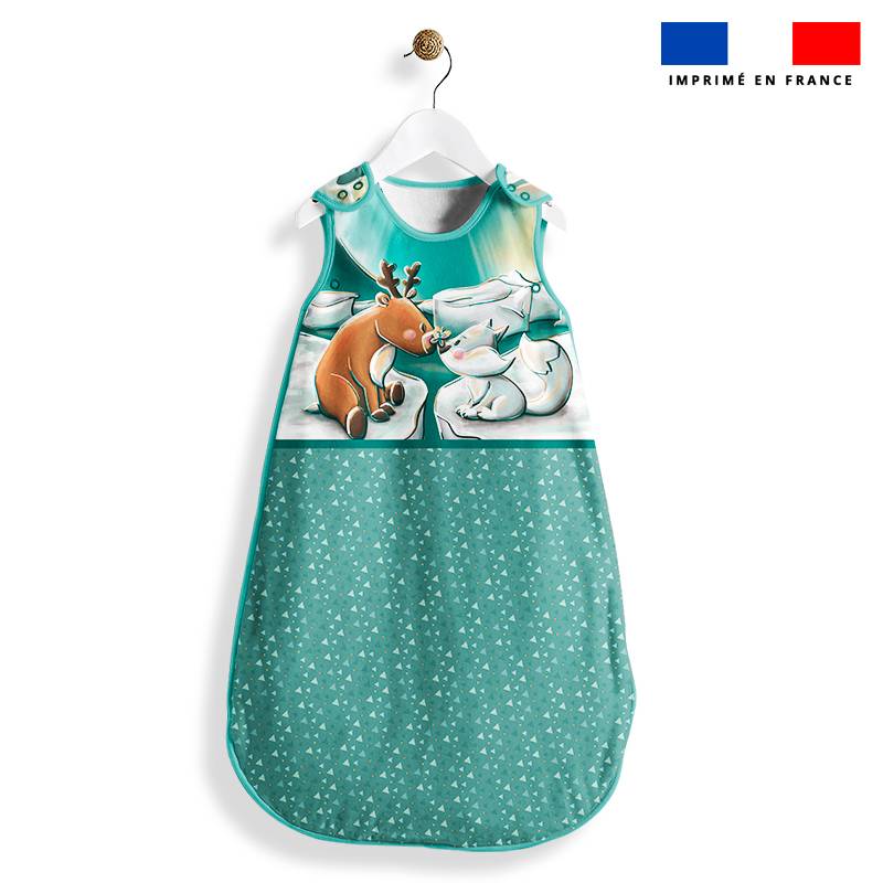 Coupon pour gigoteuse motif animaux du froid renne et renard - Création Stillistic