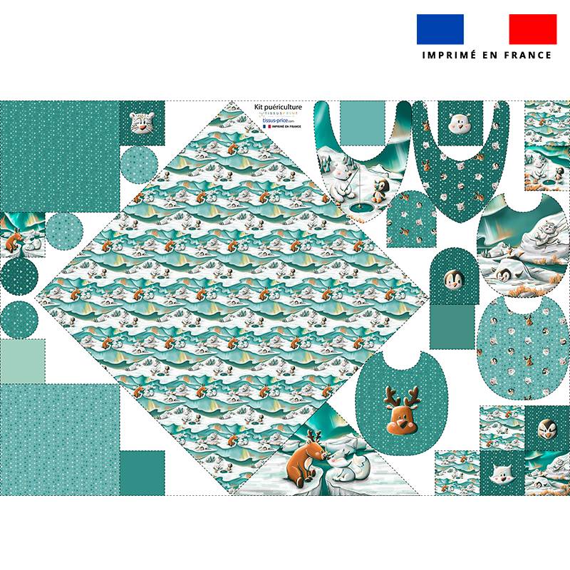 Coupon éponge kit puériculture motif animaux du froid - Création Stillistic