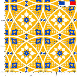 Tissu imperméable motif mosaïque harmonieuse portugaise bleue et jaune