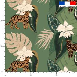 Jungle abstrait et léopard - Fond vert kaki