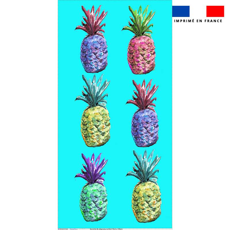 Coupon pour serviette de plage motif ananas multicolores - Création Cat&Colours
