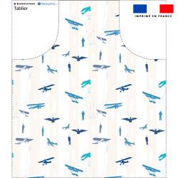 coupon - Patron imprimé pour tablier motif ailes bleues - Création Anne - Éponge bambou 290 gr/m² - 