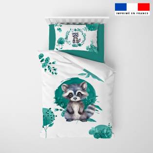 Coupon pour couette imprimé raton laveur aquarelle