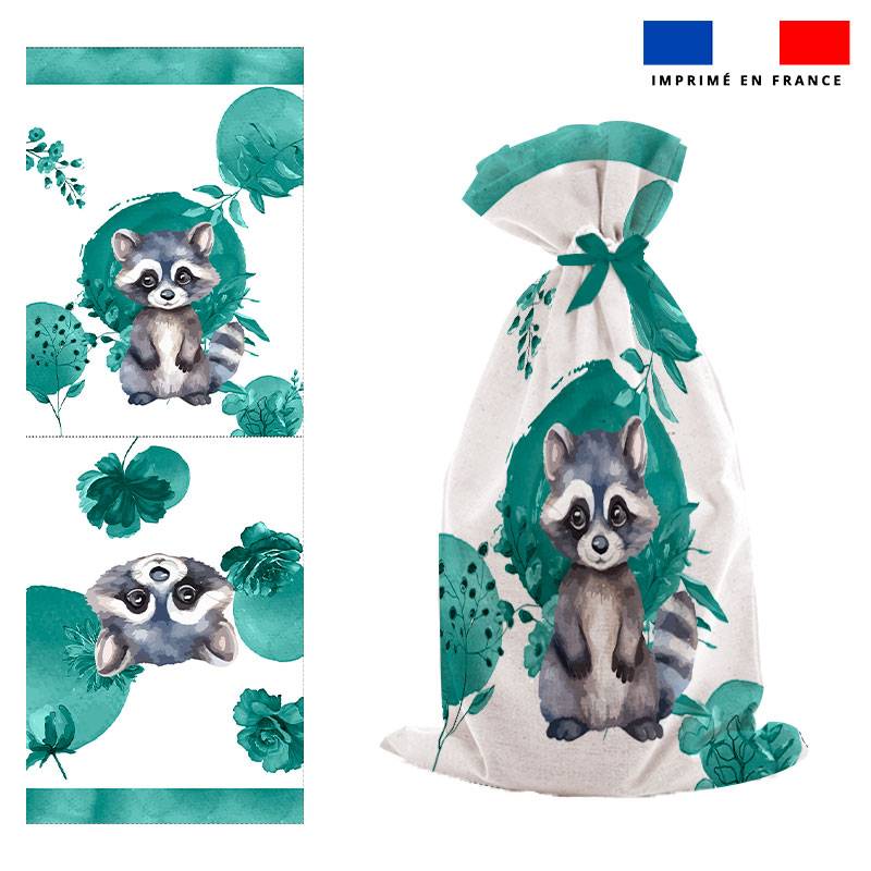 Kit sac à jouets motif raton laveur aquarelle