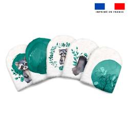 Kit mini-gants nettoyants motif raton laveur aquarelle