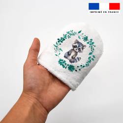 Kit mini-gants nettoyants motif raton laveur aquarelle