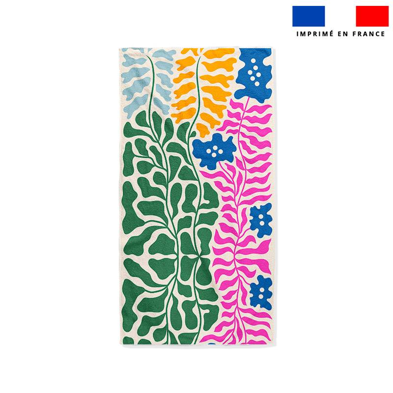 Coupon pour serviette de plage motif plante multicolore