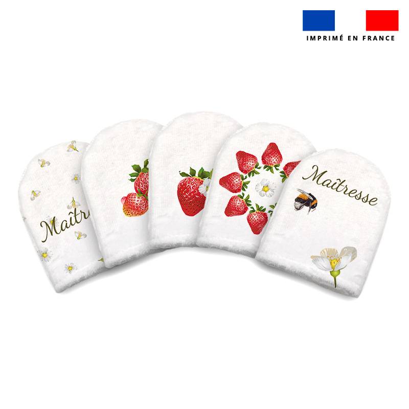 Kit mini-gants nettoyants motif maitresse fraise