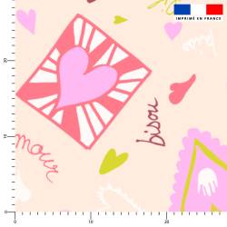 Mots doux coeurs - Fond rose - Création Lili Bambou Design