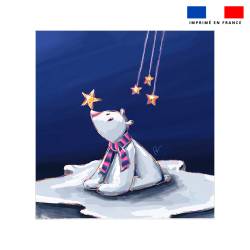 Coupon couverture imprimé ours polaire étoile - Création Stillistic