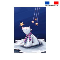 Coupon couverture imprimé ours polaire étoile - Création Stillistic