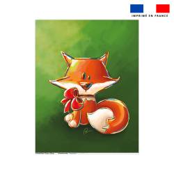 Coupon couverture imprimé renard et noeud rouge - Création Stillistic