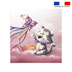 Coupon couverture imprimé tigre arc-en-ciel - Création Stillistic