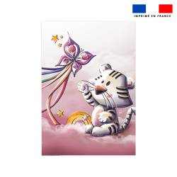 Coupon couverture imprimé tigre blanc et papillon - Création Stillistic