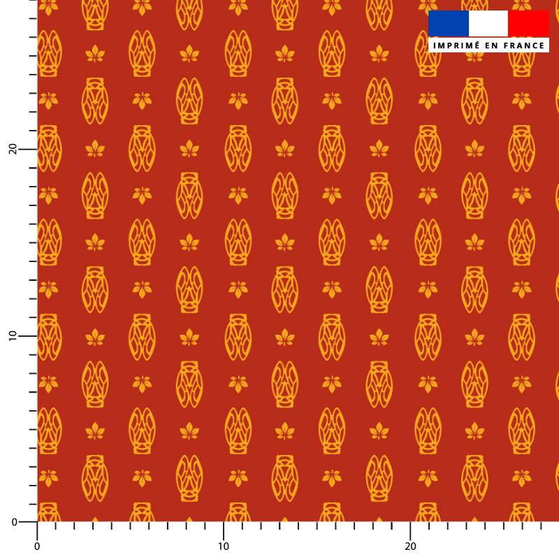 Petite cigale provençale ocre - Fond rouille