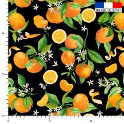 Oranges et fleurs d'oranger - Fond noir
