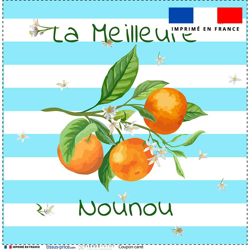 Coupon 45x45 cm motif nounou et fleurs d'oranger