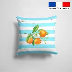 Coupon 45x45 cm motif oranges et fleurs d'oranger