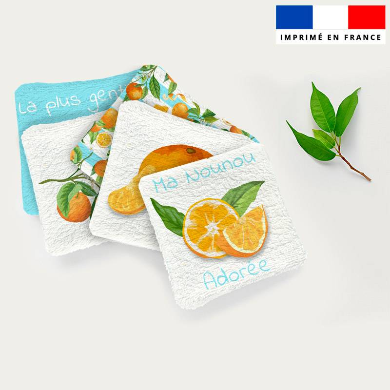 Coupon lingettes lavables motif nounou et fleurs d'oranger