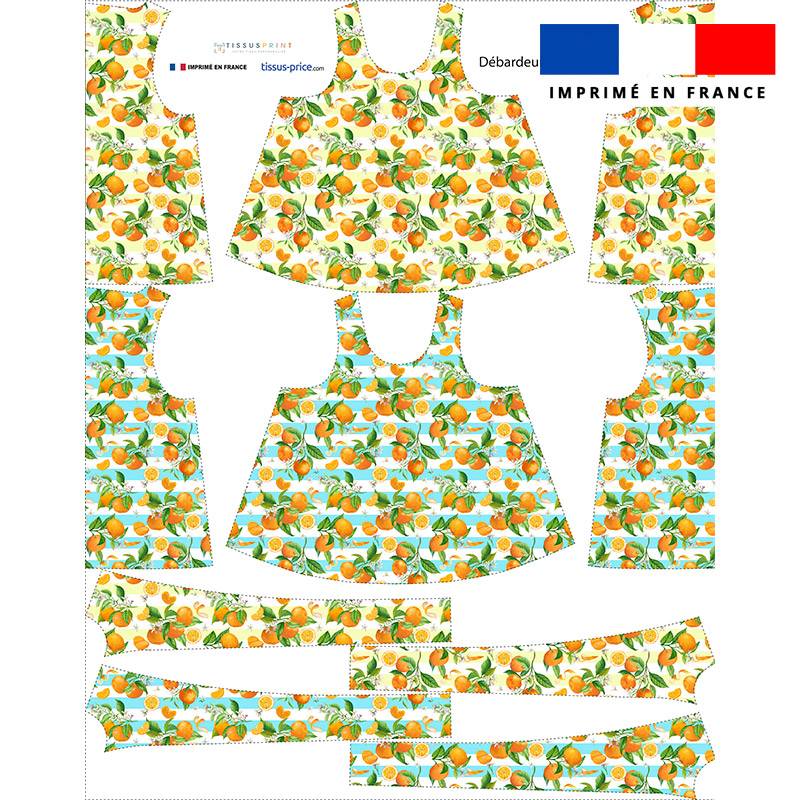 Kit débardeur réversible 2en1 motif oranges et fleurs d'oranger