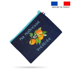 Kit pochette jean motif maitresse et fleurs d'oranger